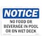 Signmission OSHA Notice, 5" Height, No Food Or Beverages In Pool Or On Wet Deck Sign, 7" X 5", Landscape OS-NS-D-57-L-14566 - alternate 1